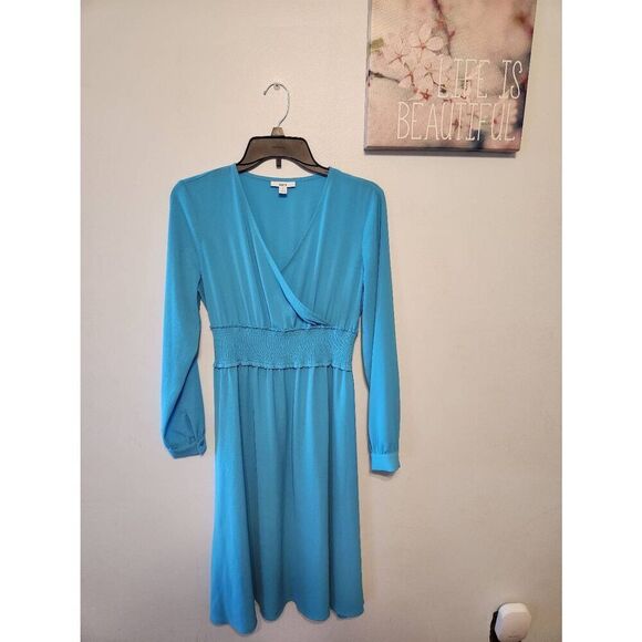Bar III Women SmockedWaist Dress Blue Horizon Size Small - Picture 1 of 4